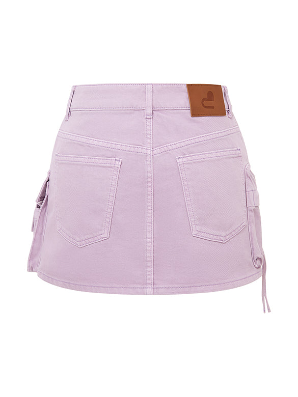 Purple Denim Cargo Short Length Pants