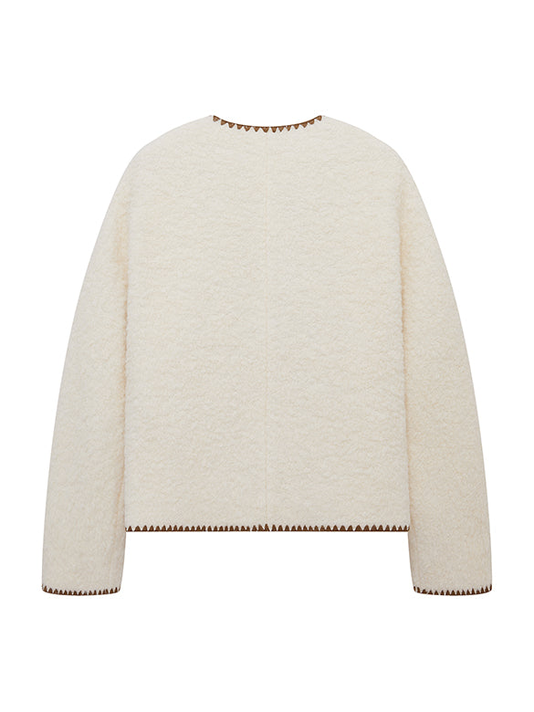 Bi-color Stitch Boa Jacket