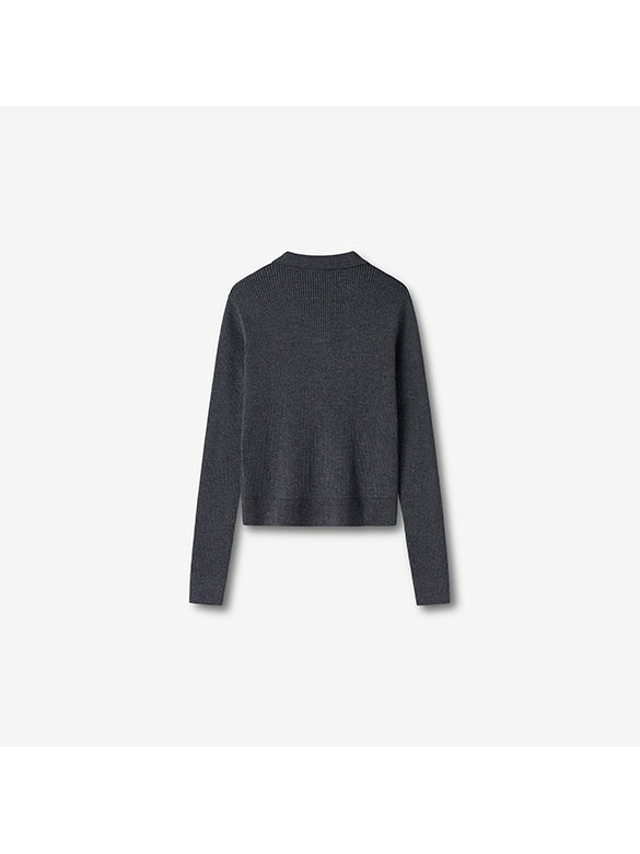 Line Design Retro Polo Knit Cardigan