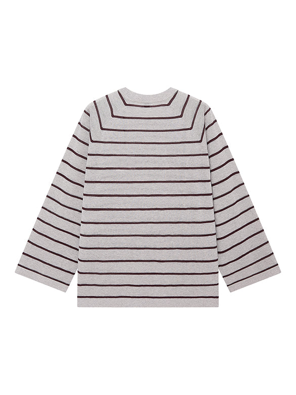 Bear Sequins Stripe Knit Top