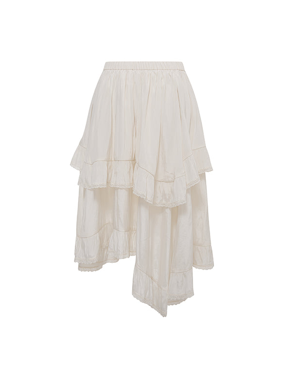 Satin Drape Asymmetry Skirt