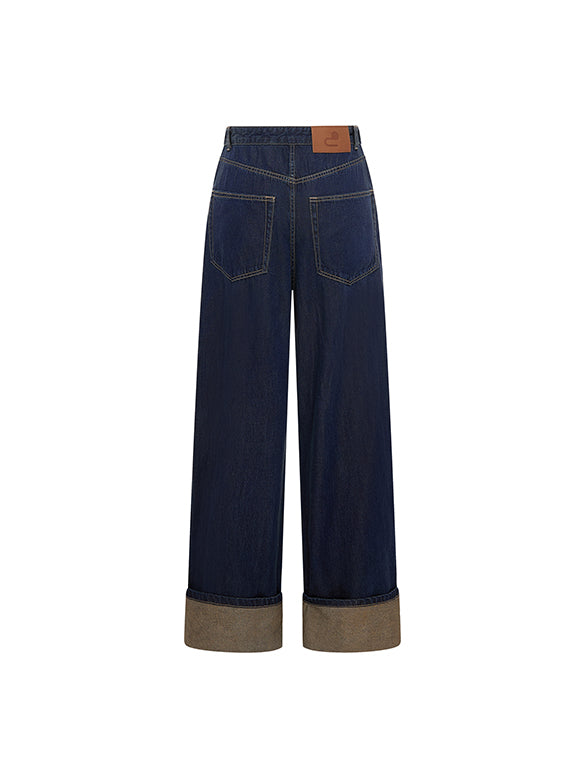 Roll-up Rigid Denim Pants