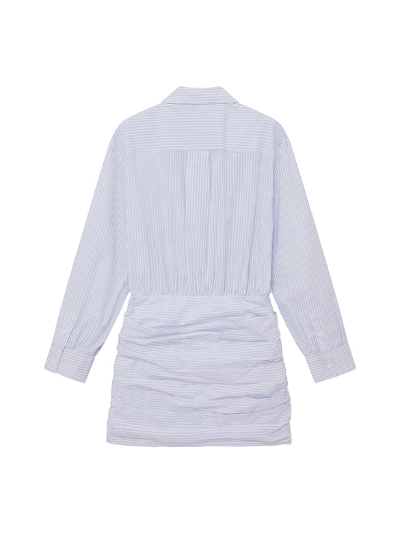 Ribbon Tuck Stripe Shirt Dress
