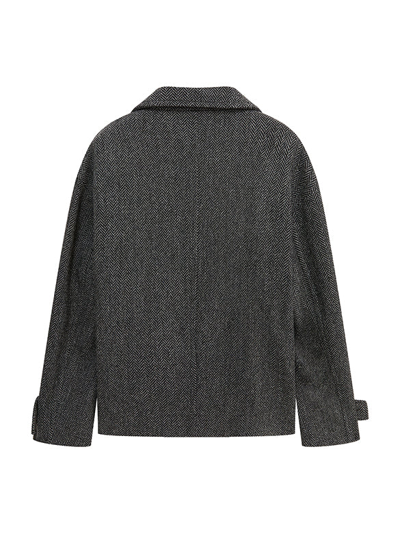 Brooch Herringbone Double Coat