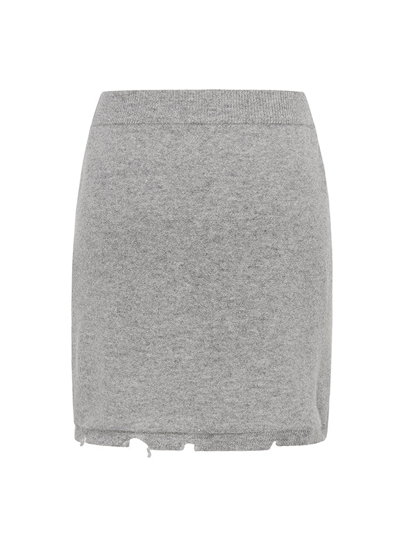 Glitter Damage Knit Skirt