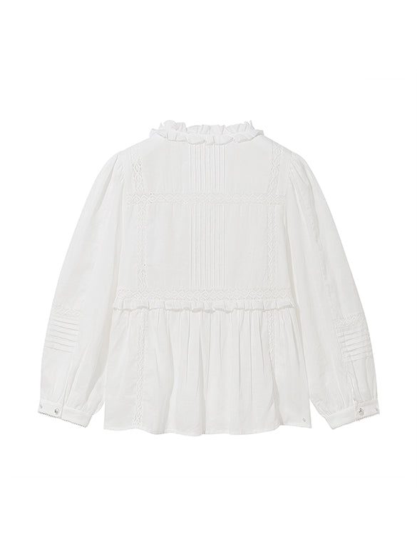 Lace combination Sheer Blouse