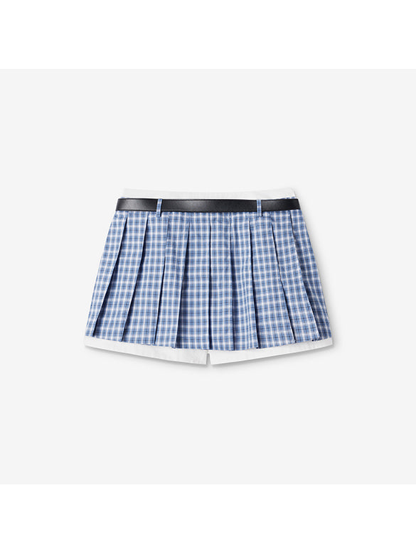 Plaid Belted Skirt