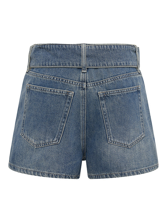 Belted Denim Short Pants