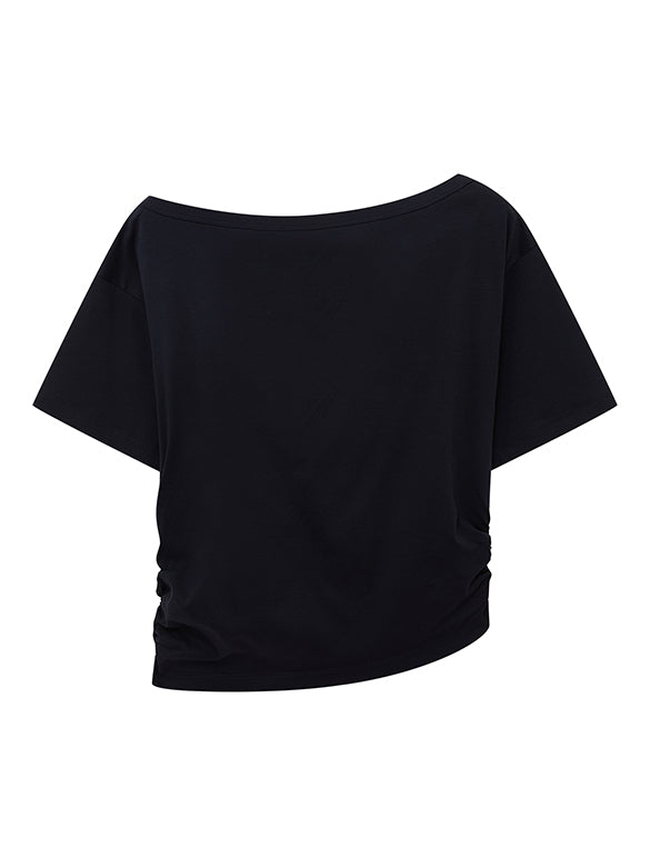 Side Gather One-Shoulder T-shirt