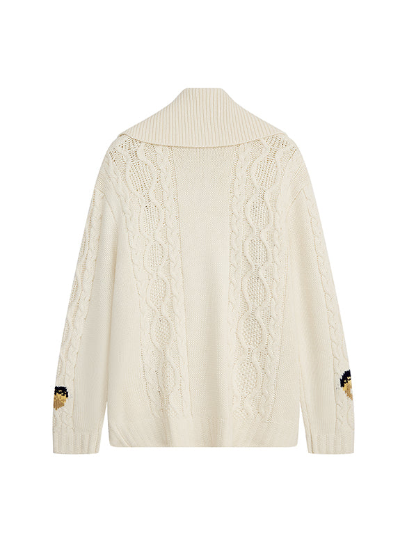 d Logo Pattern Design Zipper Knit Outer