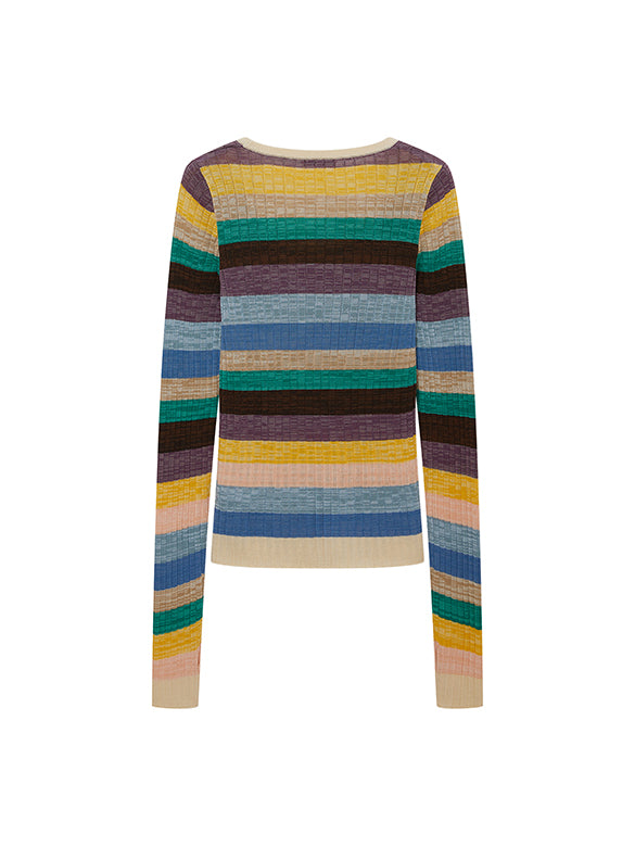 Bi-color Stripe Knit Top
