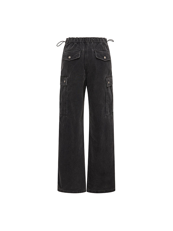 Black Denim Cargo Pants