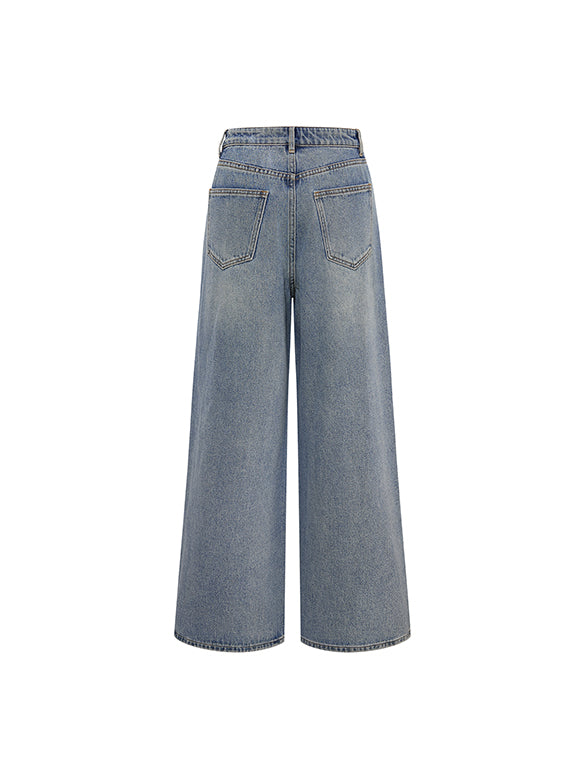 Beads Fringe Design Denim Pants