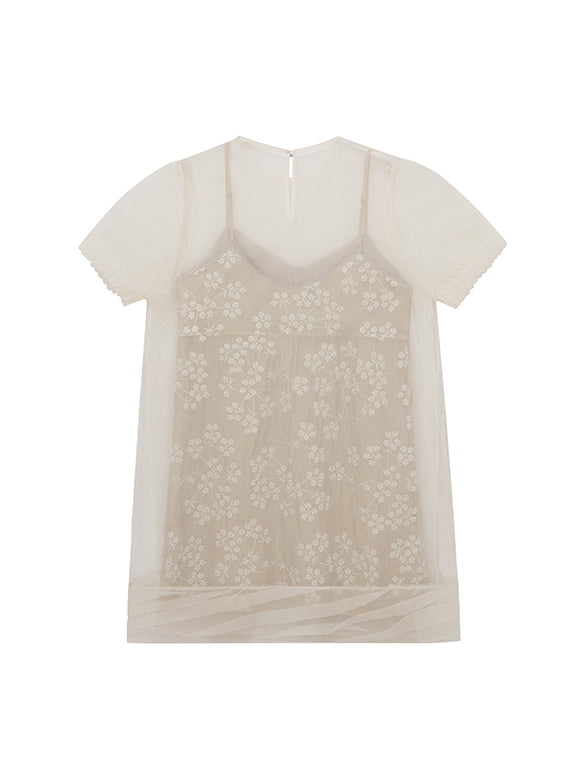 Beads Flower Layered Dress