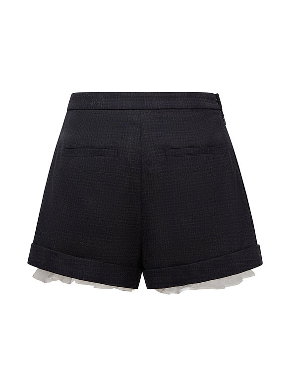 Frill Petti Pants Layered Plaid Short Pants