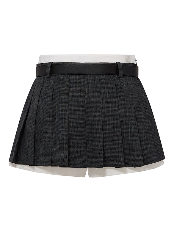 Houndstooth Pattern Layered Skirt