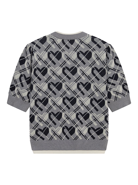 Monogram Bias Plaid Knit Top