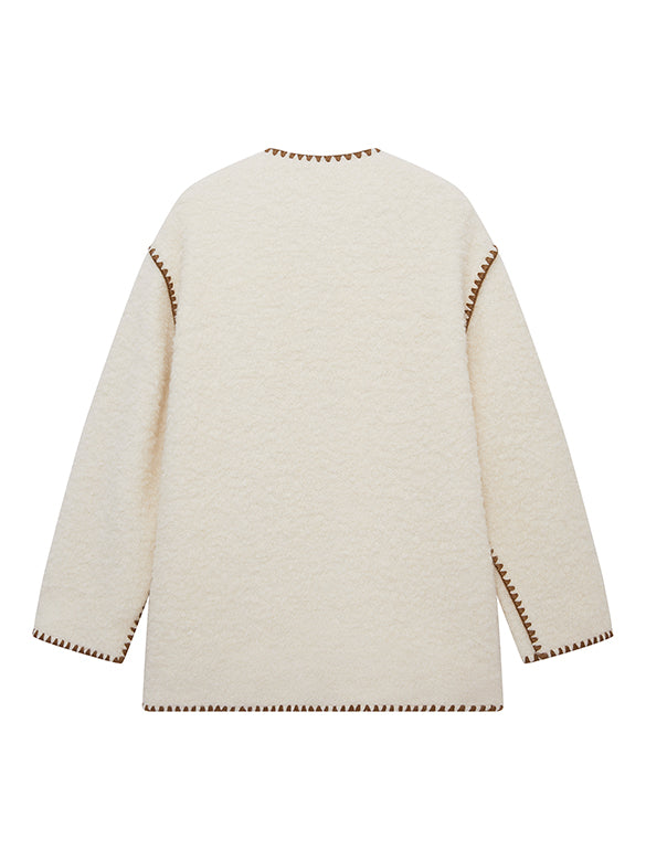 Bi-color Stitch Boa Half Coat