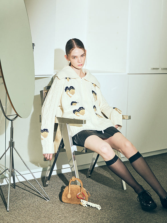 d Logo Pattern Design Zipper Knit Outer