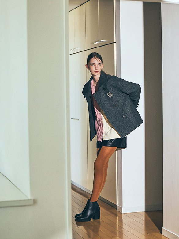 Brooch Herringbone Double Coat