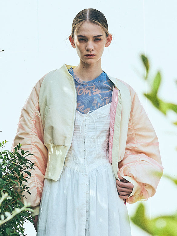 Tulle Stack Sleeves Short MA-1 Blouson