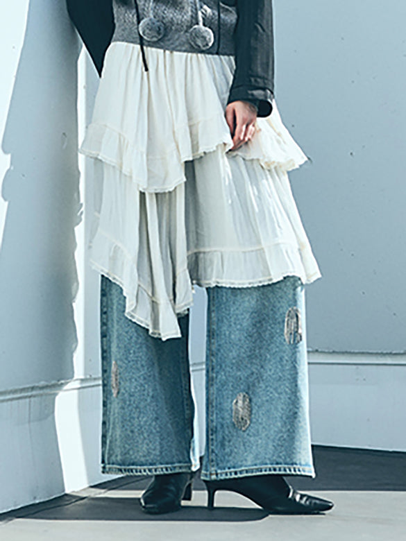 Satin Drape Asymmetry Skirt