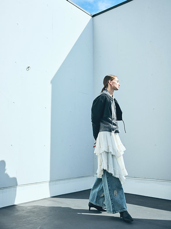 Pin-stripe Layered Short Jacket
