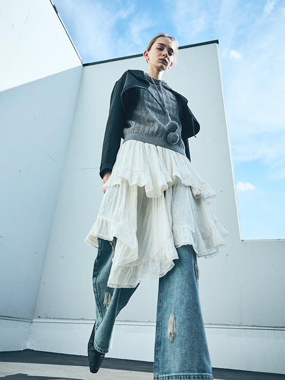 Satin Drape Asymmetry Skirt