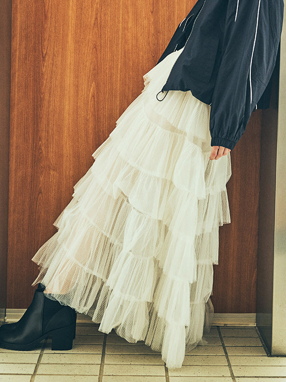 White Tiered Tulle Skirt