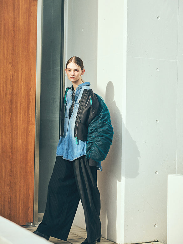 Tulle Stack Sleeves Short MA-1 Blouson