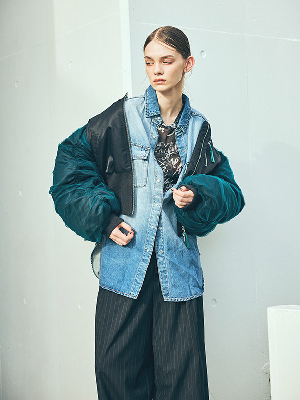 Tulle Stack Sleeves Short MA-1 Blouson