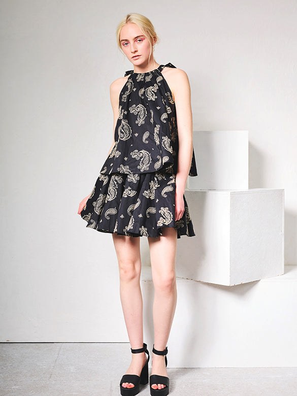 Paisley Pattern Holter-neck Top