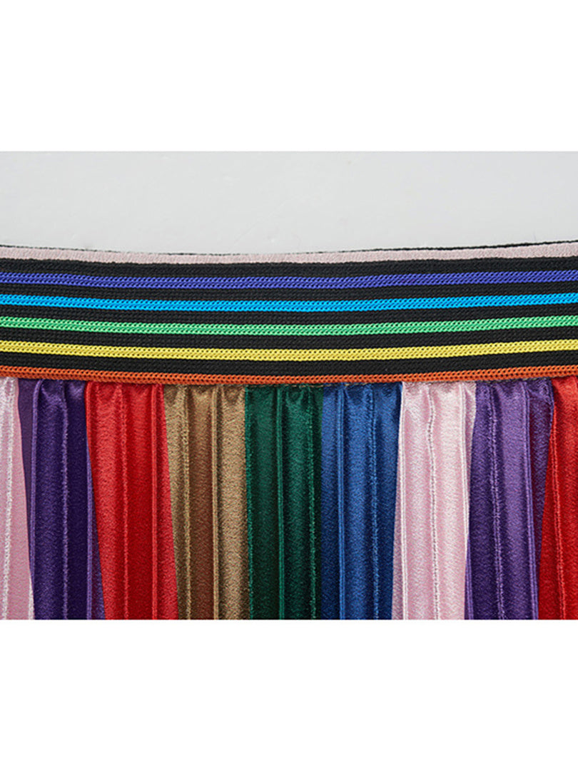 Multi Color Pleats Skirt