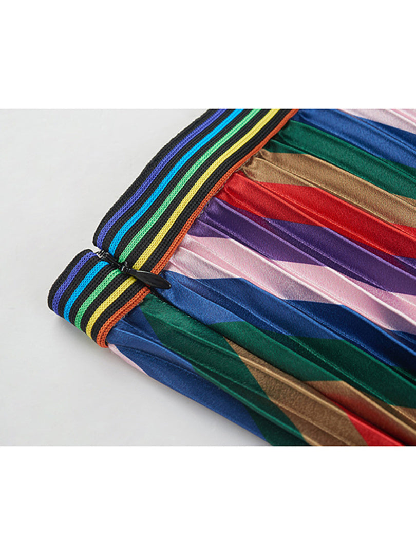 Multi Color Pleats Skirt