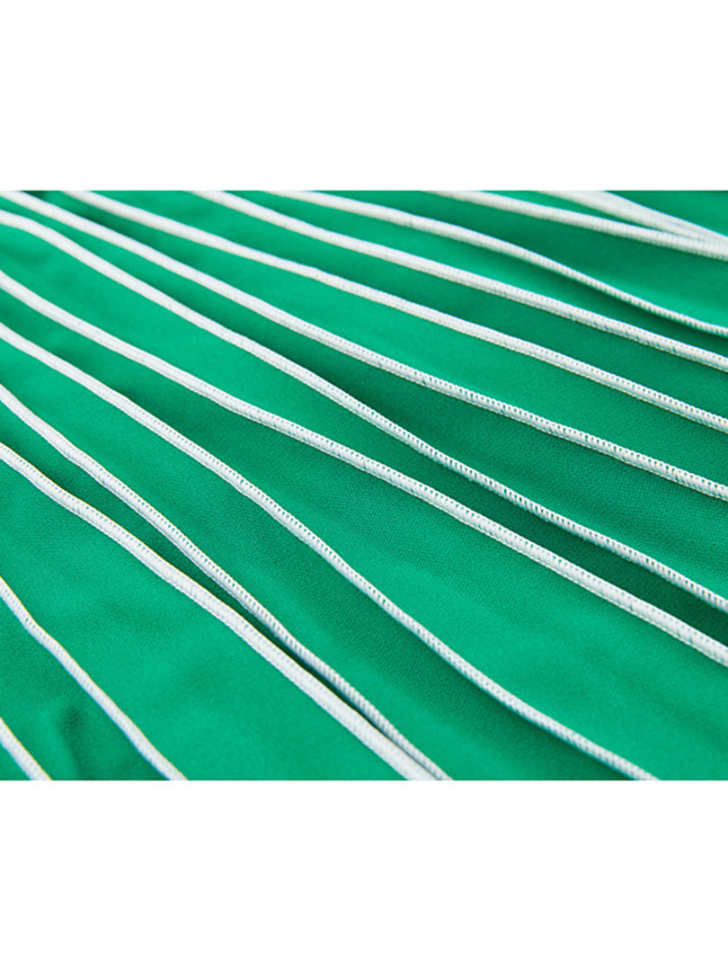 Piping Pleats Green Skirt