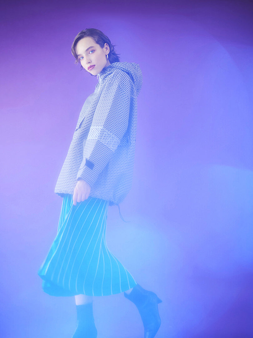 Piping Pleats Green Skirt