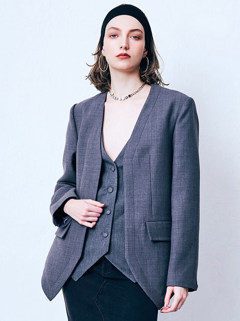 Vest Combination No-Lapel Jacket