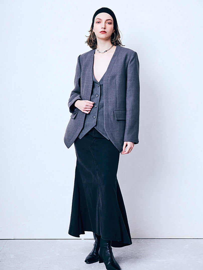 Vest Combination No-Lapel Jacket
