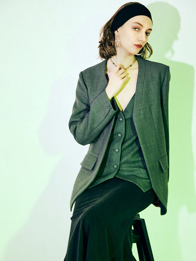 Vest Combination No-Lapel Jacket