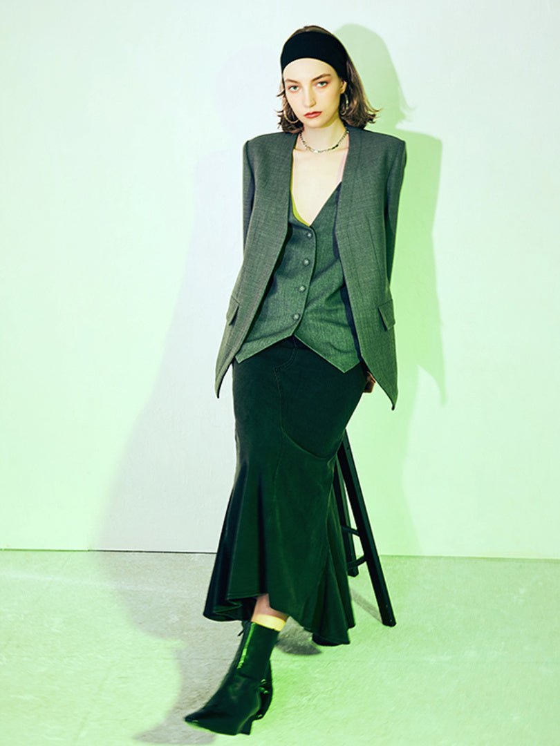 Vest Combination No-Lapel Jacket
