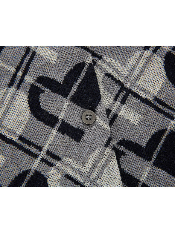 Monogram Bias Plaid Knit Cardigan