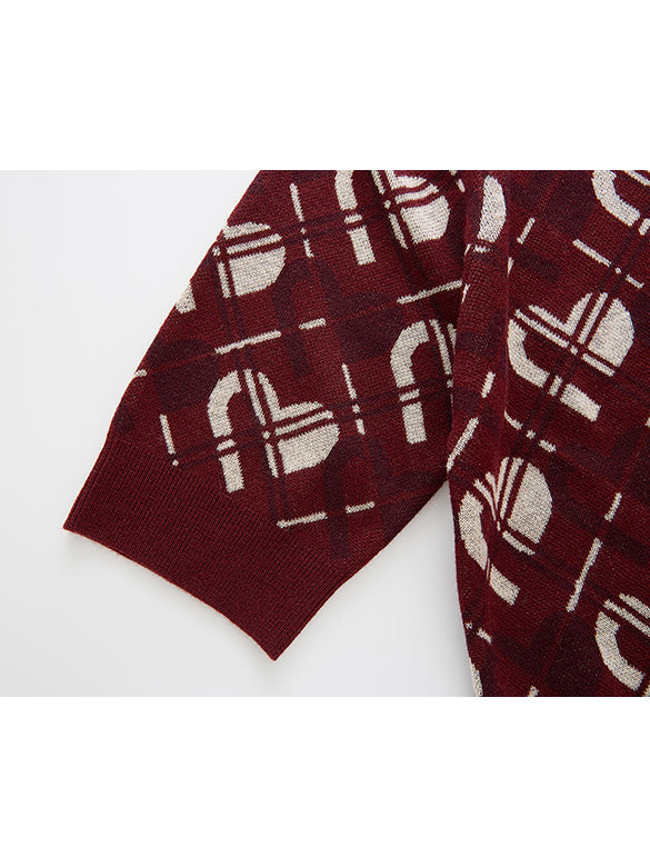Monogram Bias Plaid Knit Top