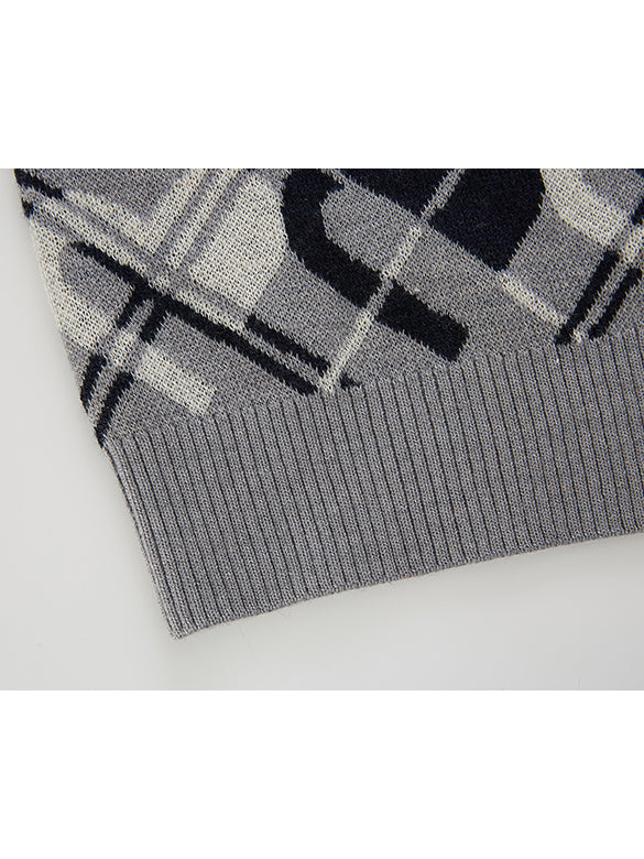Monogram Bias Plaid Knit Cardigan