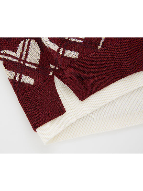 Monogram Bias Plaid Knit Top