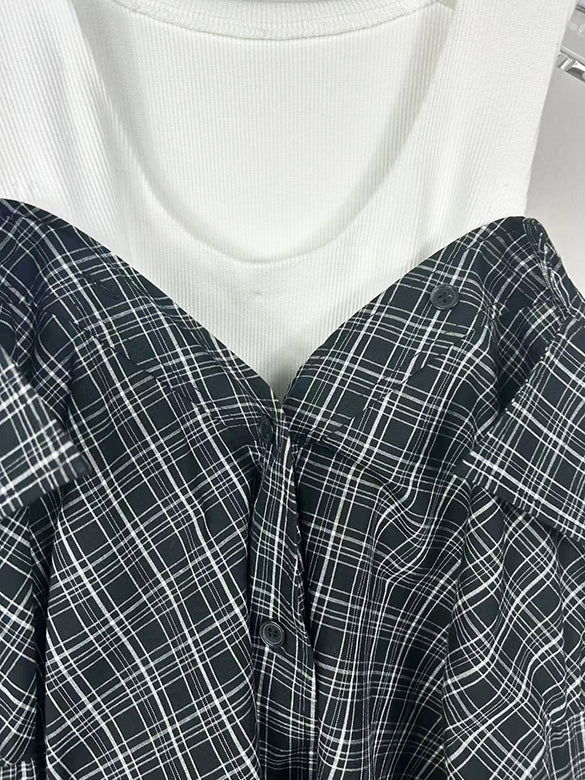 Tank-top Layered Design Shirt