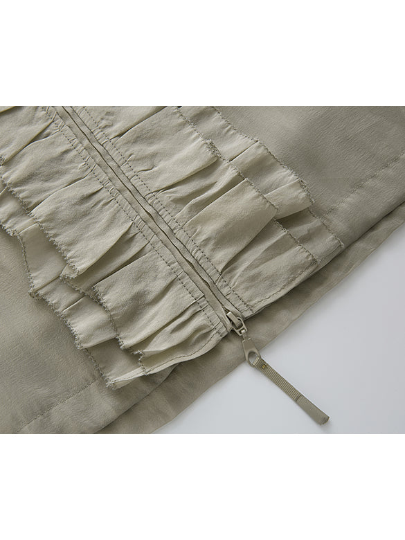 Frill Design Sheer Blouson