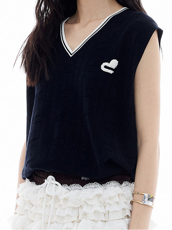 Bi-color Line Knit Vest