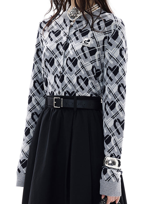Monogram Bias Plaid Knit Cardigan