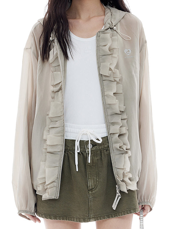 Frill Design Sheer Blouson