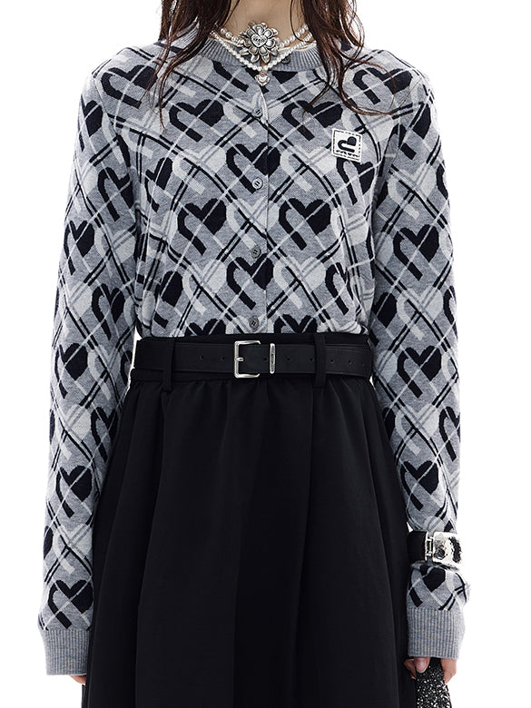 Monogram Bias Plaid Knit Cardigan